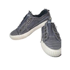 Blowfish Malibu, gray, distressed,canvas sneakers, tennis shoes, women’s size 6.